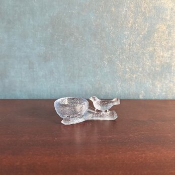 Sweden vintage egg stand ❀⁎༶クリスタルガラスの小鳥さんのエッグスタンド スカイブルー