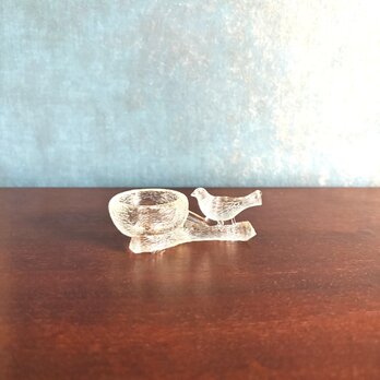 Sweden vintage egg stand❀⁎༶クリスタルガラスの小鳥さんのエッグスタンド クリア B