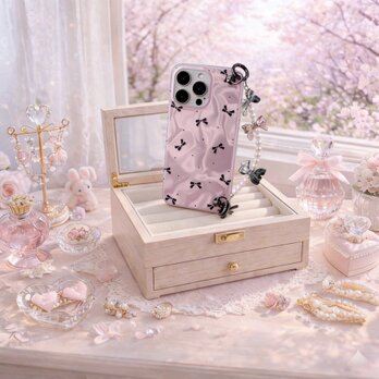 iPhoneケース ビーズハンドストラップ付き かわいい ギフト スマホケース 落下防止 大人可愛い スマホケース