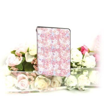 二つ折りパスケース/ICカードケース/カードケース【桜・花明かり】（名入れ可）