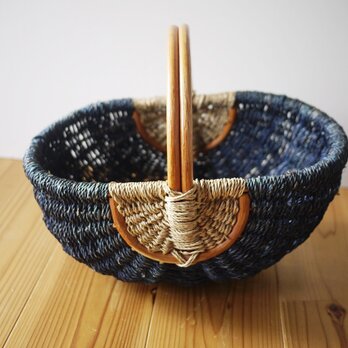 ワンハンドルバスケット 青 マルクトかご　ドイツ