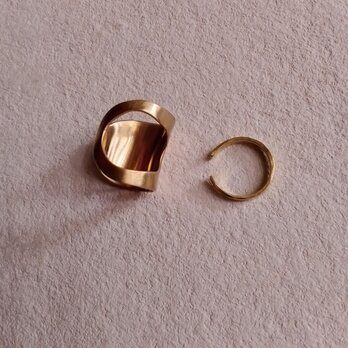 【一点限り】 2点セット 真鍮デザインイヤーカフ（幅広デザイン×シンプル）