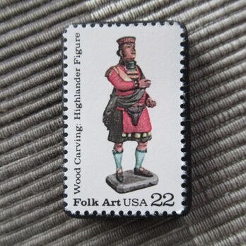 アメリカ1986年　フォークアート切手ブローチ 10895