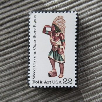 アメリカ1986年　フォークアート切手ブローチ 10896