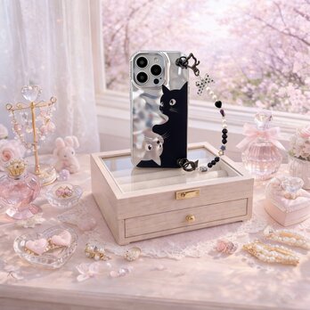 iPhoneケース ビーズハンドストラップ付き かわいい ギフト スマホケース 落下防止 大人可愛い スマホケース