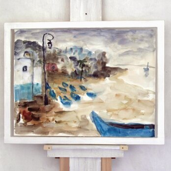 モロッコの海岸(額装）