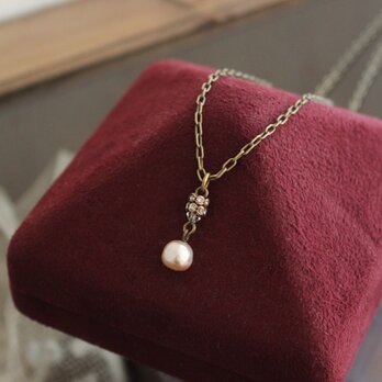 ミリアム・ハスケルのNIKIパール　一粒ペンダント・ネックレス　ヴィンテージ　ピンクかかった淡いセピア色