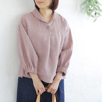 大人の抜け感 桐七炊きリネン ショールカラーブラウス 体型カバーに（ダスティピンク）TP02のコピー