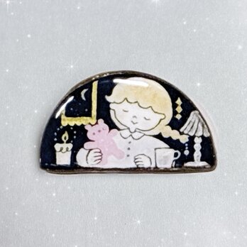 ブローチ calm night　ステンドグラスブローチ