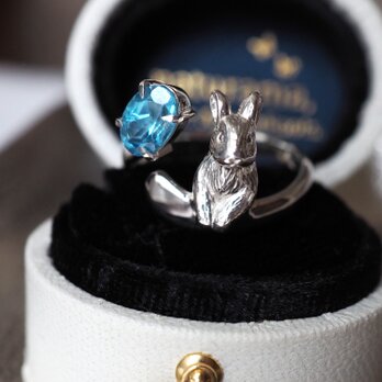 いろどりうさぎリング ブルートパーズ