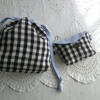 格子柄×RayonLinen PouchSet