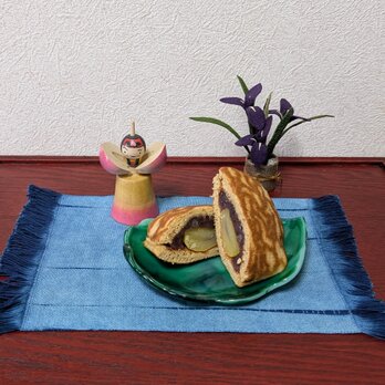 ガラスの柏の葉皿