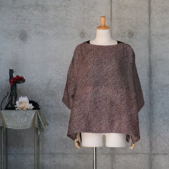 絞りのチュニックブラウス　/  フリーサイズ　スヌード付き　着物リメイク