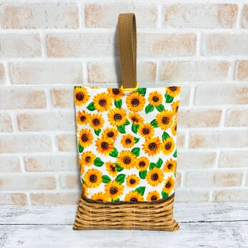 シューズケース　【ひまわり★白】