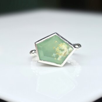 春を想う　瑪瑙　変形5角形　伏せ込み留　シルバーSV925リング