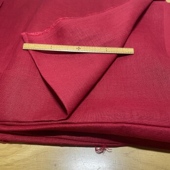 【e様オーダー品】リネン◆ストレートワンピース★ワイド★長袖◆赤◆（中厚、リネン100％）