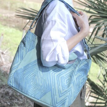 ショルダートートバッグ 「ミチ」_育てよう_ひし柄