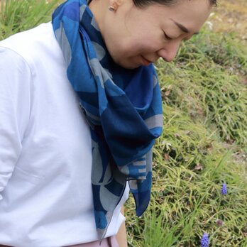 スカーフ「テンキ」_夜空（コットンシフォン100%）