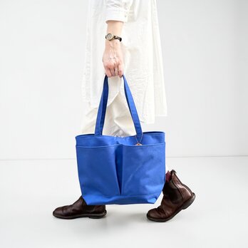 A4サイズも入る撥水加工ナイロントートバッグ　MARKT：ブルー＜受注製作＞