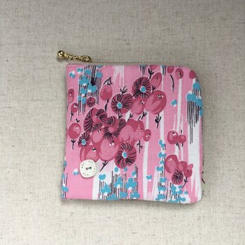 【送料無料】コインケース　キーケース　お薬ポーチ　ピンクの花束