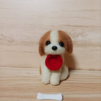 エサ入れくわえて頂戴とせがんでいるプチ犬 ホネあるよ