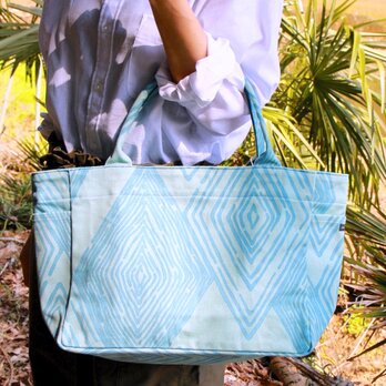 トートバッグ （M・サイドポケット付）「ミチ」_育てよう_ひし柄