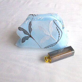 [送料無料]ふわふわポーチ：ハーモニー・ブルー；イタリア製ファブリック