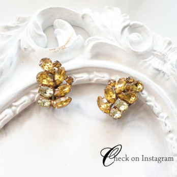 【アメリカ買付】1950s　ヴィンテージ ハニーカラーグラデーションイヤリング　