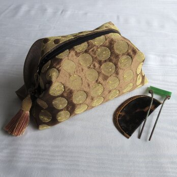 オーガンジーポーチ： 茶系 （イタリア製）