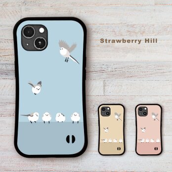 シマエナガ スマホケース iPhone16 15 SE3 耐衝撃 グリップケース 北欧 ブルー 冬 動物