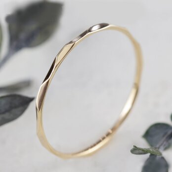 華奢リング K18 K18PG Pt900 槌目 着けっぱなし 極細リング 重ね付け