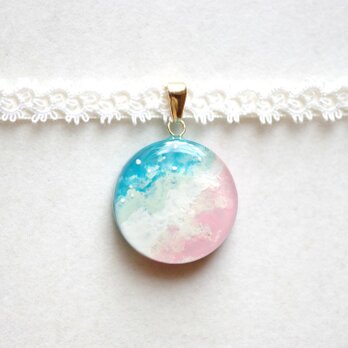 【受注製作】レジンアート　ラウンドモチーフとタティングレースとサテンリボンのチョーカー〈夕と夜のあわい②〉