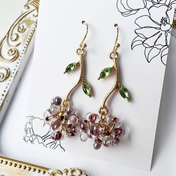 大人のチェコビーズ・1輪のプレゼントピアス4