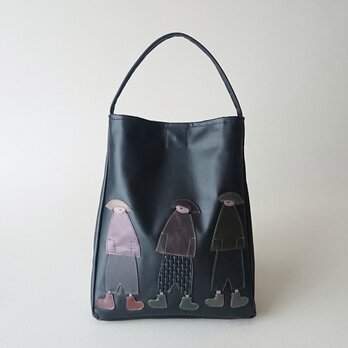 annco black leather tote