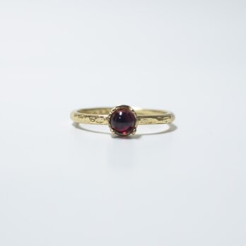 モザンビークガーネット 天然石の鎚目ハンマードリング【フリーサイズ】指輪