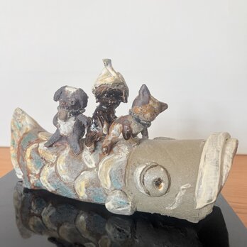 こどもの日　陶器　鯉のぼり　犬と猫