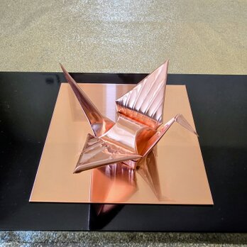 銅板折り鶴　筋入仕様　【真羽】