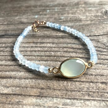 *14Kgf* Into the Blue フレームドカルセドニーとアクアマリンとのブレスレット