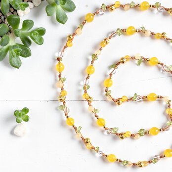 菜の花カラーのエンドレスロングネックレス　Y-2148