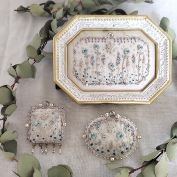 さわやかなお花刺繍 3点