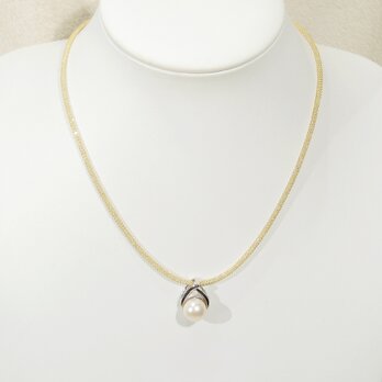 本真珠（淡水パール）とSV925のネックレス（ナチュラルカラー、6月の誕生石、ロジウム、アジャスター、ガラスチェーン）