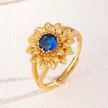 ひまわりのリング- まるで本物のひまわりが指先に咲いている R465