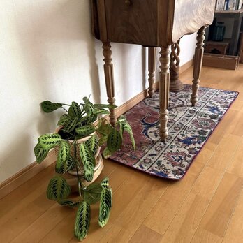 50.5×100.5 ボタニカルマット　アンティーク　トルコヴィンテージラグ