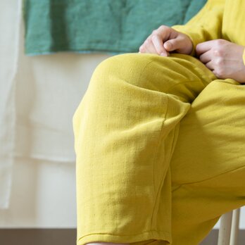 【柚の葉染め】OrganicCotton3重ガーゼゆったりパンツ