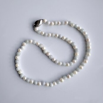 無調色アコヤパールと翡翠のロングネックレス 母の日