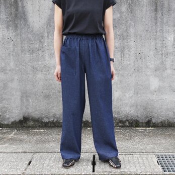 ★新作【即納】大人カジュアルを楽しむ 5.5oz デニム ストレート イージーパンツ（ ワンウォッシュ ）パッチポケット