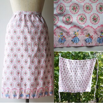 サロンエプロン 　薔薇と女の子　ドイツキッチン　ヴィンテージ