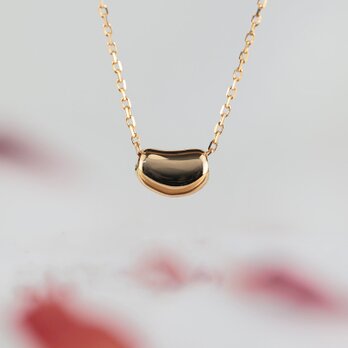 【K18 ゴールド ビーンズネックレス】シンプル 上品 日常使い オフィスにも 着けっぱなし