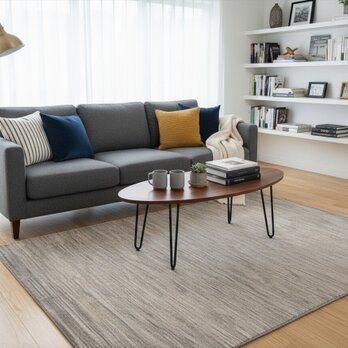 夏は涼しく冬は暖かい天然ラグ ガゼニラハット　無染めのウール　ラグ　173x118cm　L.Gray　グラデーション