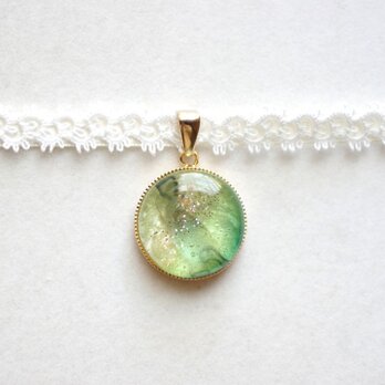 【受注製作】レジンアート　ラウンドモチーフとタティングレースとサテンリボンのチョーカー〈木の下闇〉